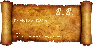 Bichler Béla névjegykártya